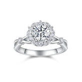 Moissanite Round-Cut Halo Engagement Ring 1 ct tw 925 Silver